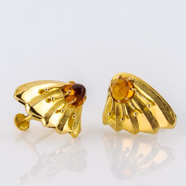 Art Deco earrings 18k gold with 1.60ct citrines