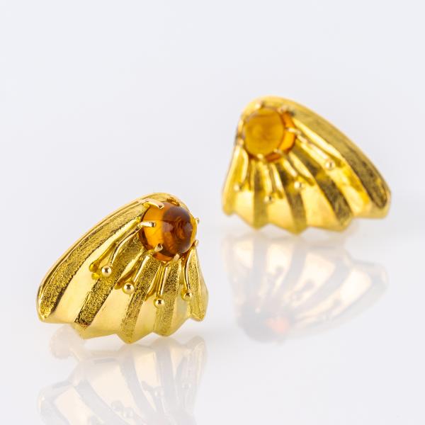 Art Deco earrings 18k gold with 1.60ct citrines