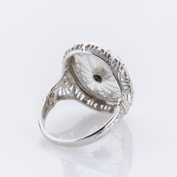 Ring aus 585er Weißgold mit Camphorglas und 0.02ct Brillant