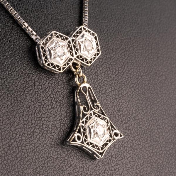 Art Deco Anhänger 585er Gold mit 0.35ct Brillanten