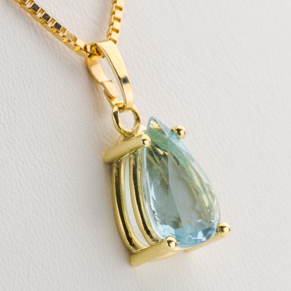 14k gold pendant with an 3.65ct aquamarine