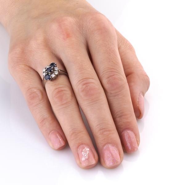 Damenring aus 585er Gold mit 0.75ct Saphiren und 0.30ct Brillanten