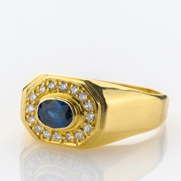 Vintage Ring aus 750er Gold mit Saphir und Brillanten