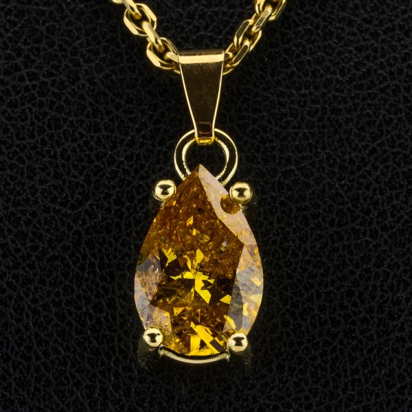 14k gold pendant with a 2.14ct yellow diamond