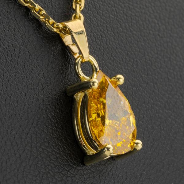 14k gold pendant with a 2.14ct yellow diamond