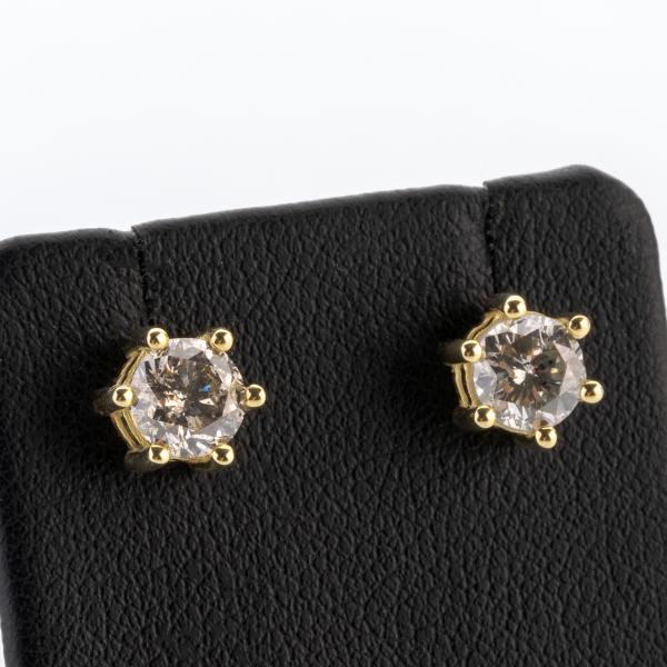 14k gold ear studs with 1.66ct diamonds