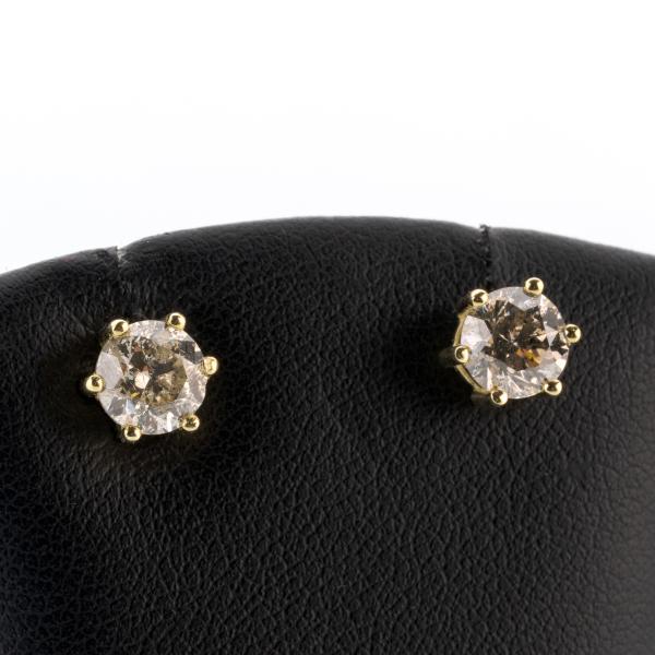 14k gold ear studs with 1.90ct diamonds