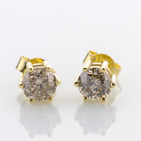 14k gold ear studs with 1.90ct diamonds