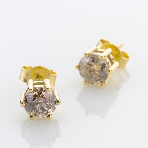 14k gold ear studs with 1.90ct diamonds