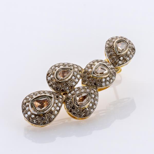 Antique earrings 14k gold + silver with 2.40ct diamonds