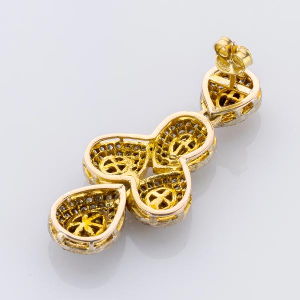 Antique earrings 14k gold + silver with 2.40ct diamonds