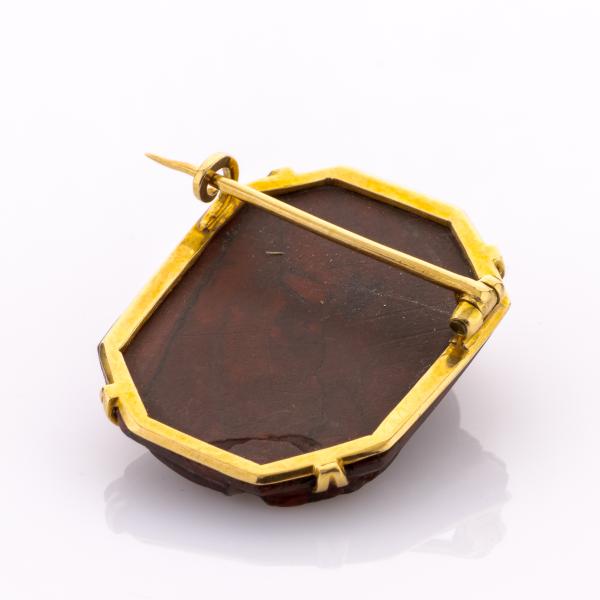 Antike Brosche aus 585er Gold mit Gagat