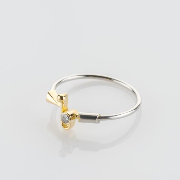 Ring mit 0.04 ct Brillant in 950er Platin & 750er Gelbgold