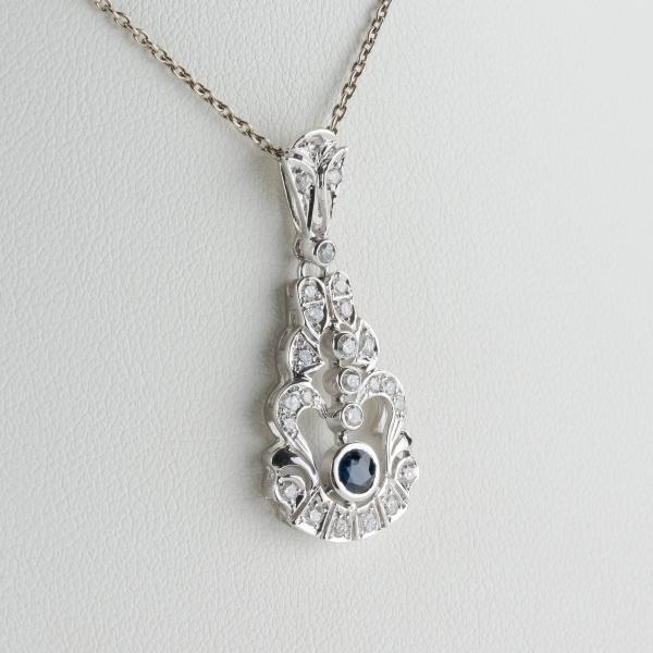 0.10 ct Sapphire Pendant with 0.30ct Diamonds in 14k White Gold
