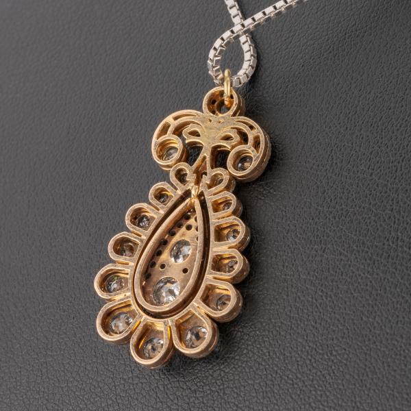 Pendant 14k gold + silver with 2.20ct diamonds