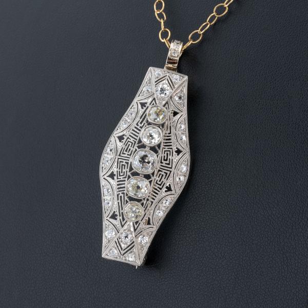 Art Deco Anhänger (Platin) mit Diamanten