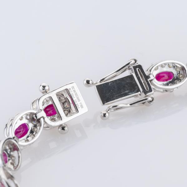 Vintage Platinum Bracelet with Burmese Rubies and Diamonds