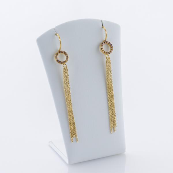 Elegant Diamond Chain Earrings in 18K Yellow Gold