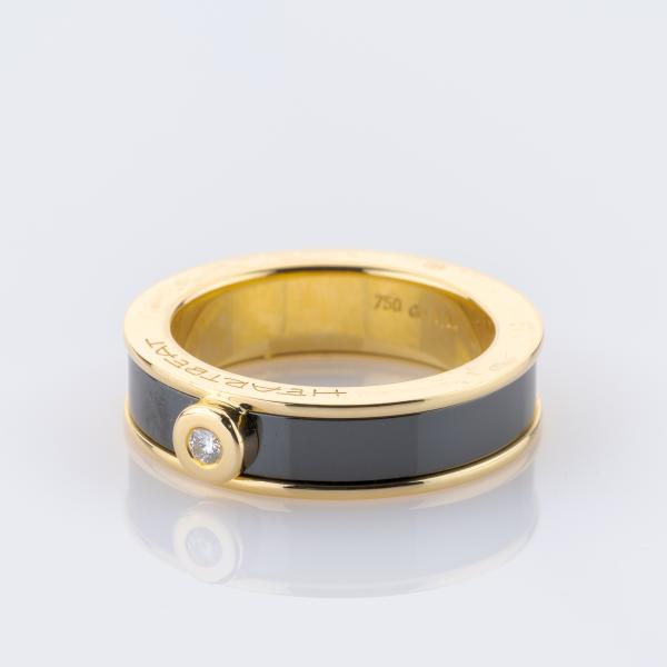 Ring aus 750er Gelbgold mit Keramikinlay und 0.04ct Diamant