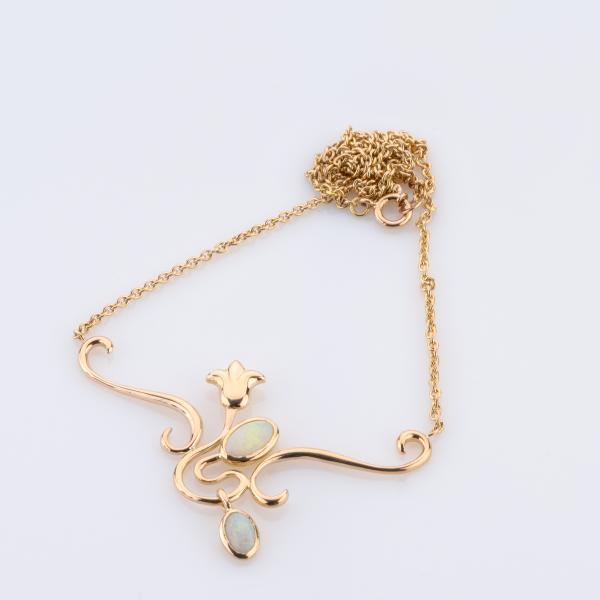 Collier aus 585er Gelbgold mit Opalen – inspiriert vom Jugendstil