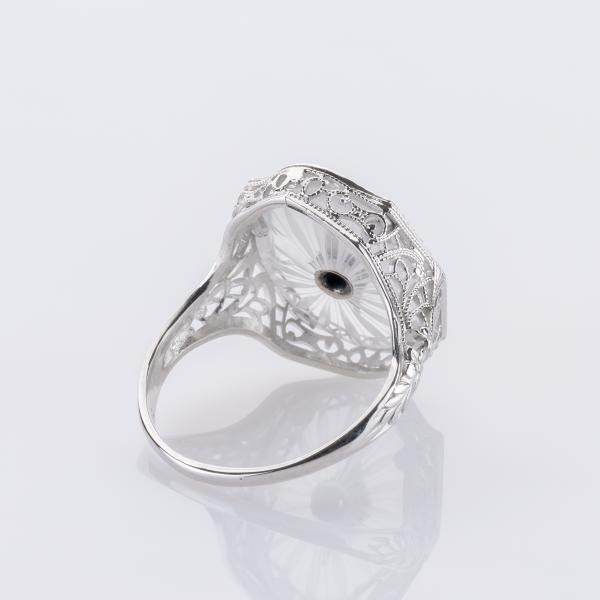 Ring aus 585er Weißgold mit Camphorglas und 0,02 ct Diamant