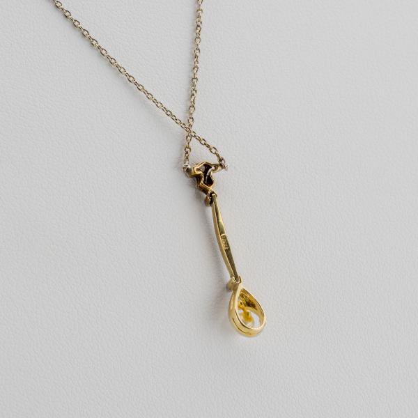 Collier aus 585er und 750er Gold mit Perle und 0.03ct Diamanten