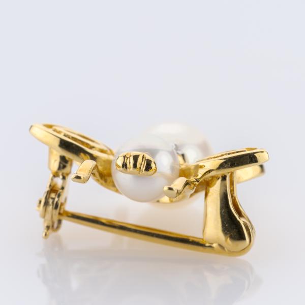 Vintage 18K Gold Insect Brooch with Pearls and Diamond