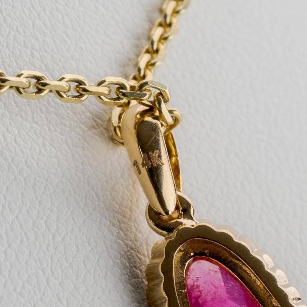 1.5ct Ruby and 0.30ct Diamond Pendant in 14K Yellow Gold