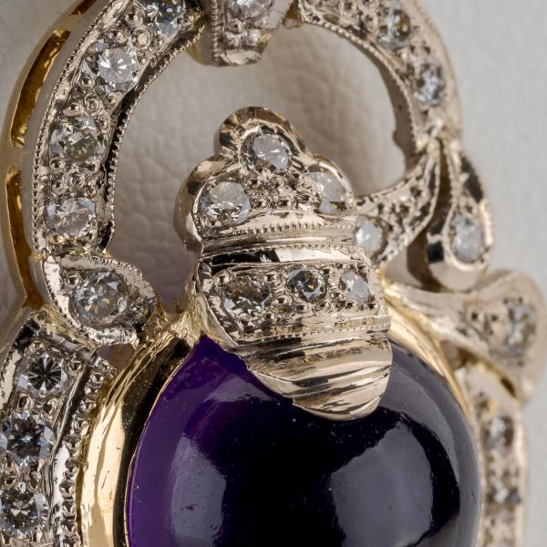 7 ct Amethyst and approx. 1 ct Diamond Pendant in 750 Gold