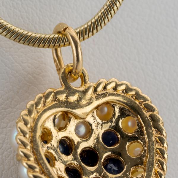 0.60 carat Sapphire and Pearl Pendant in 14K Yellow Gold