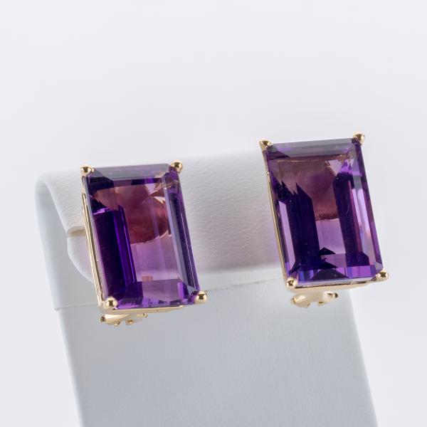 40 ct Amethyst Earrings in 14K Yellow Gold