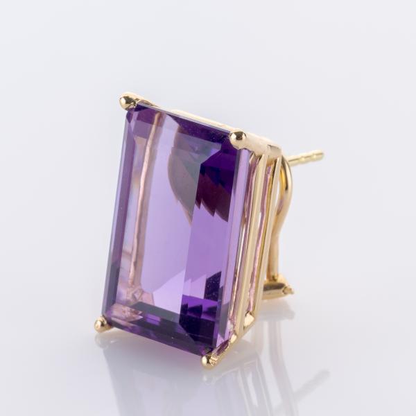 40 ct Amethyst Earrings in 14K Yellow Gold