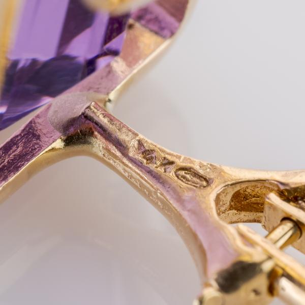 40 ct Amethyst Earrings in 14K Yellow Gold