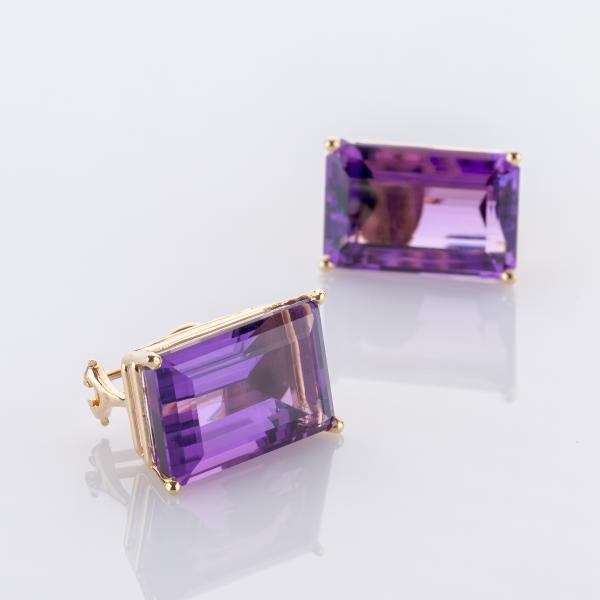 40 ct Amethyst Earrings in 14K Yellow Gold