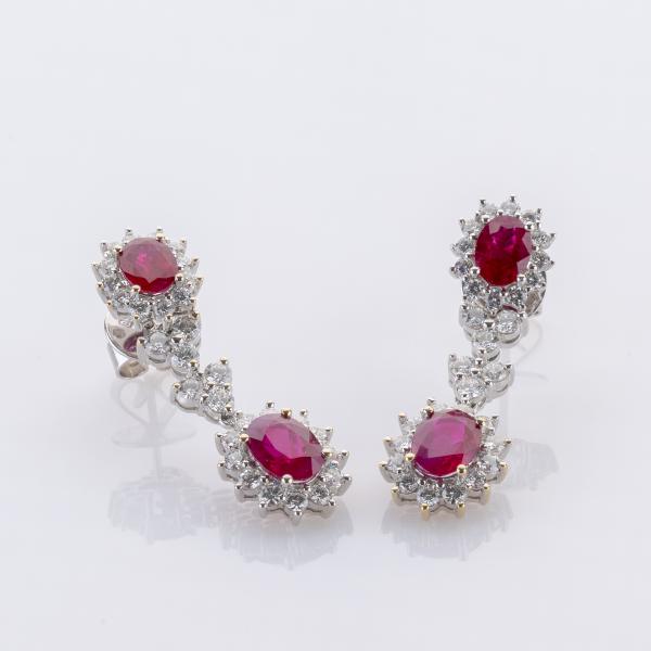 Ruby and Diamond Earrings in 18K White Gold
