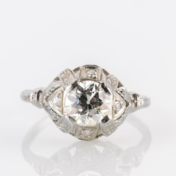 Art Deco Ring (750er Gold) mit 1.08ct Brillanten