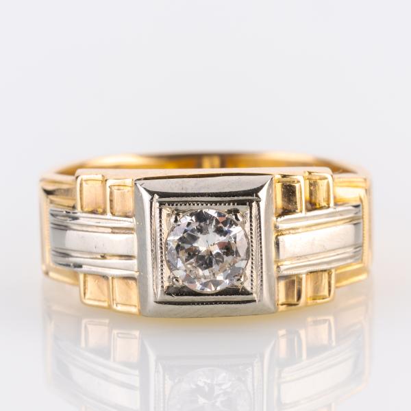 Art deco Ring 585er Gold mit 0.40ct Brillant
